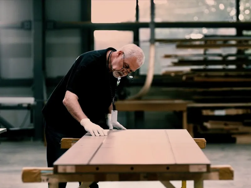 Quality control inspection of completed furniture piece